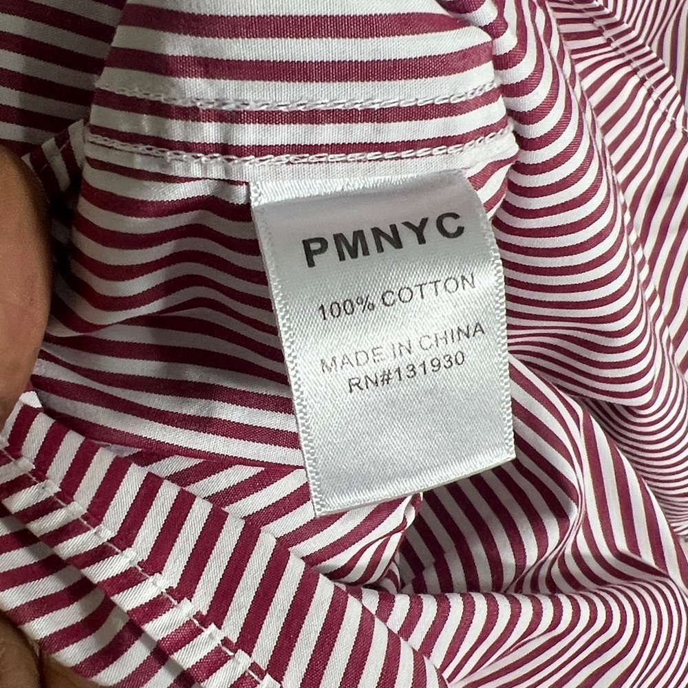 Peter Manning NYC men's long-sleeve Easy Care Dress Shirt Red white Stripe - Picture 8 of 8